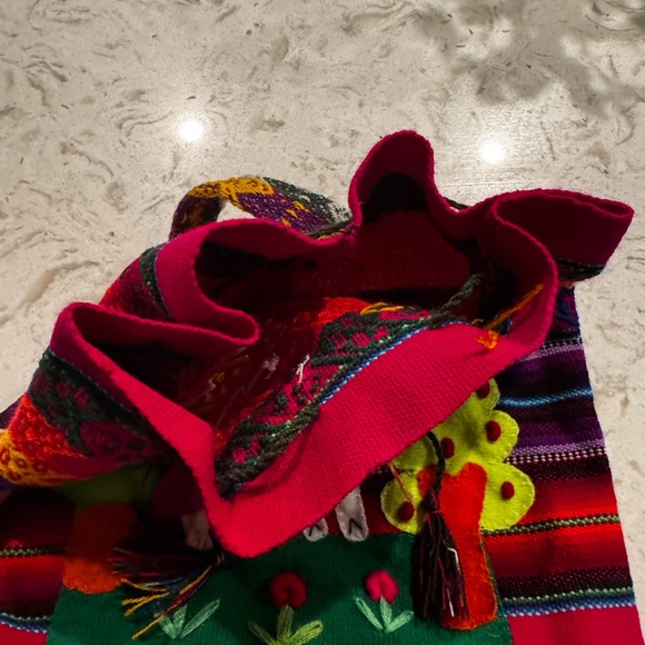 Colorful Peruvian Embroidered Drawstring Bag - Picture 4 of 5